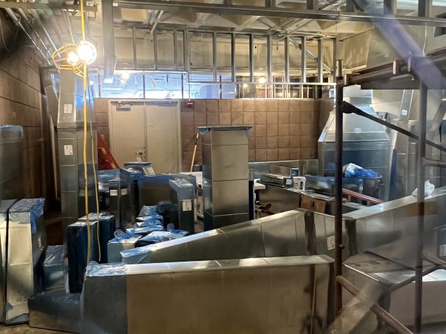 Microscope room filled with ducting