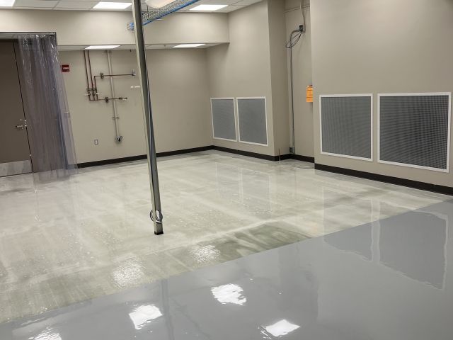 Microscope room after floor installation