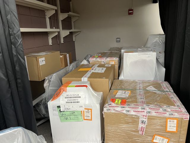 Crates in microscope area