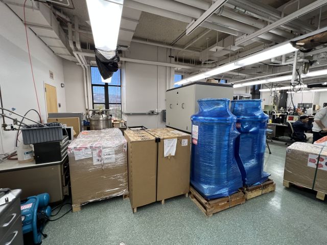 About 20 crates were moved from the 4th floor to the 1st