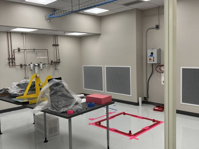 Using tape to plan out the instruments