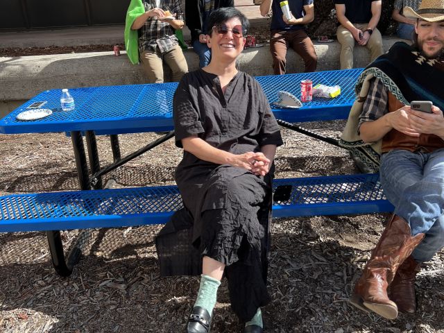 A rare photo of Dorit wearing green socks (her halloween costume)