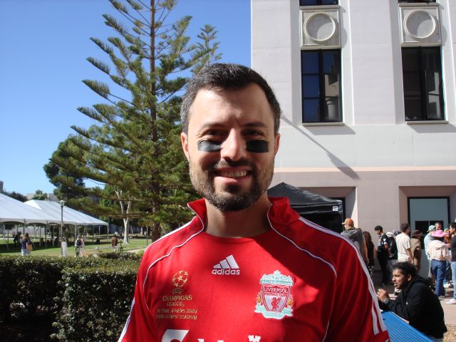 Ahmet dressed as soccer player