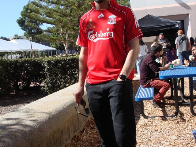 Ahmet dressed as soccer player