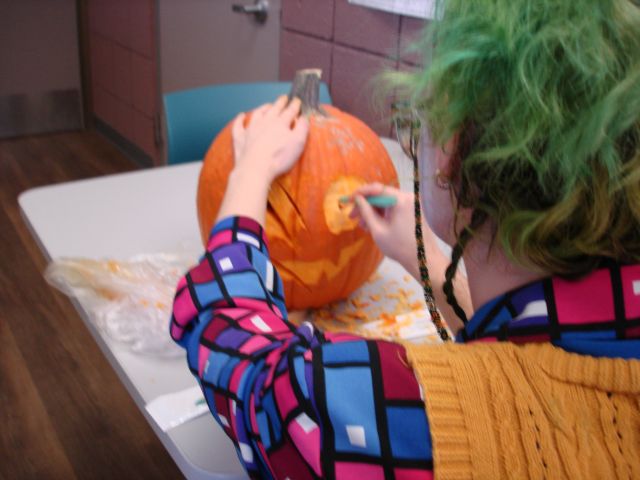 Carving our pumpkin