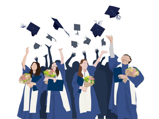 Student cap toss vector art. Credit: Parinya Panyana